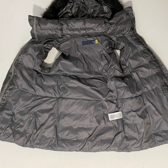 POLO RALPH LAUREN Water Resistant Down Hooded Vest Magnum Grey XS Fur trim - Picture 10 of 16